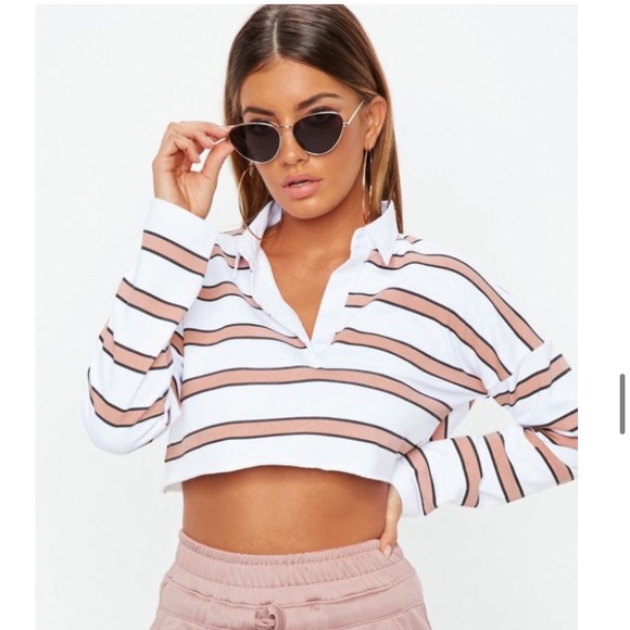 Missguided Cropped Rugby Top - Picture 1 of 2